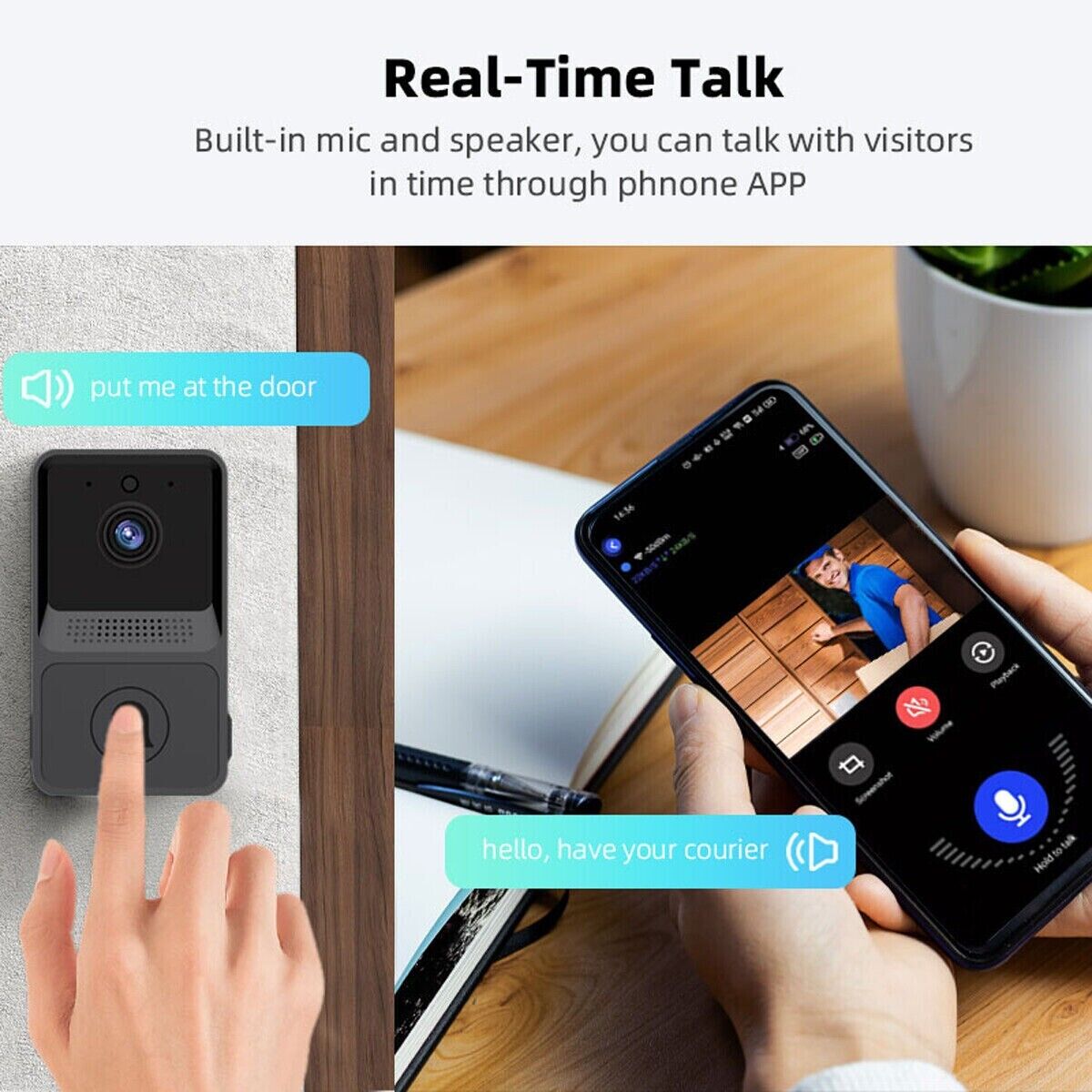 Smart WiFi Video Doorbell with Camera & Chime