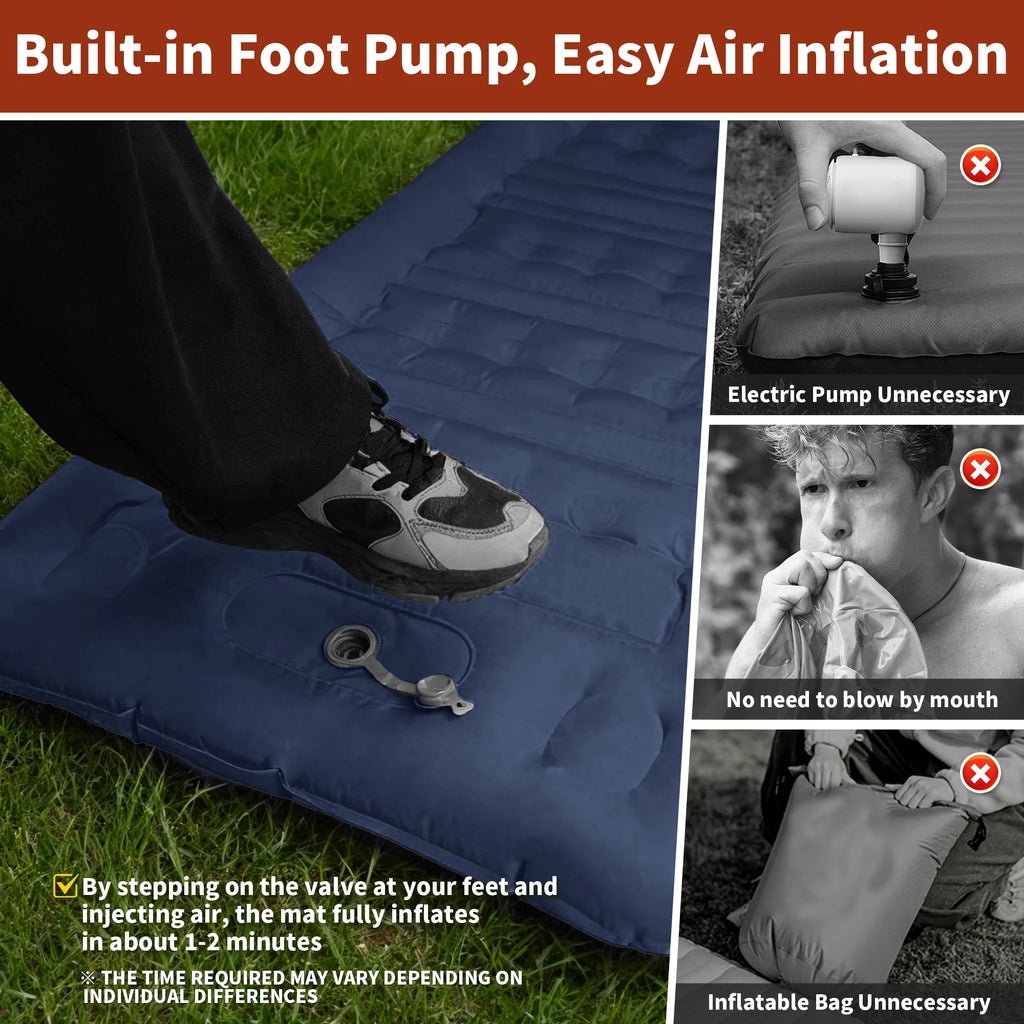 MAPLEAF 12cm Air Mattress Camping Inflatable Mattress Ultralight Waterproof Sleeping Mat Hiking Sleeping Pad Built-in Foot Pump