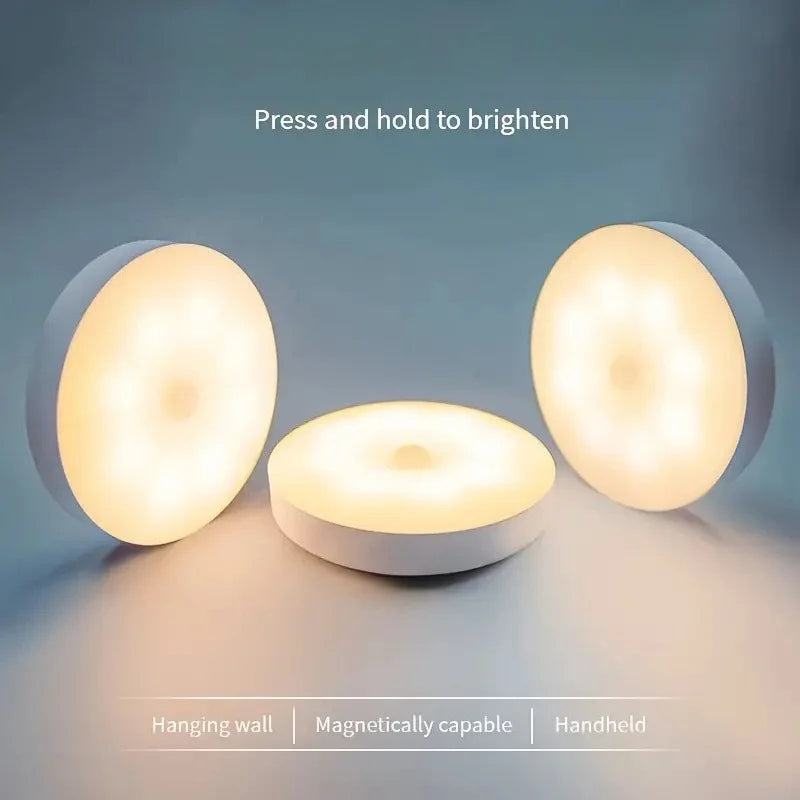 LED Smart Human Body Sensor Night Lamp Emergency Automatic Lighting USB Charging Wireless Magentic Suction Use Night Light
