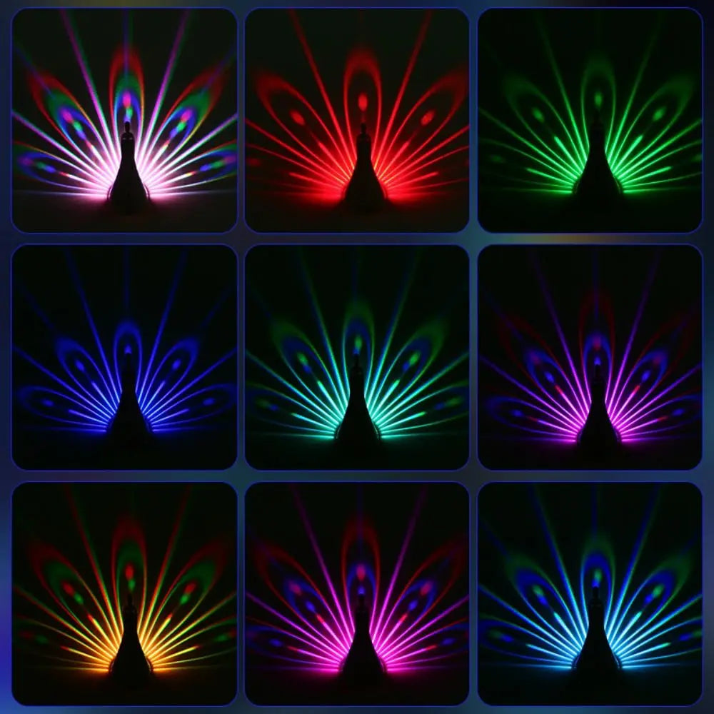 Color Changing Peacocks Wall Lamp Dimmable Touch USB Rechargeable Peacock Projection Lamp Wall Mounted Rainbow Lighting
